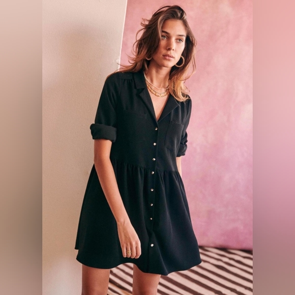 Sézane Aurora Mini Dress in Black EU 34 / UK 6 - Picture 2 of 12